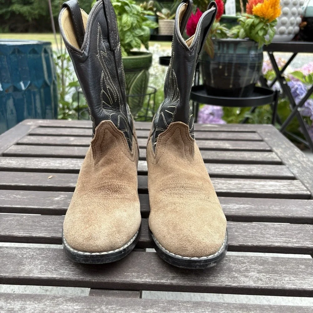 Masterson Kids 2.5 Brown Cowboy Boots Western Rodeo Suede Leather Upper